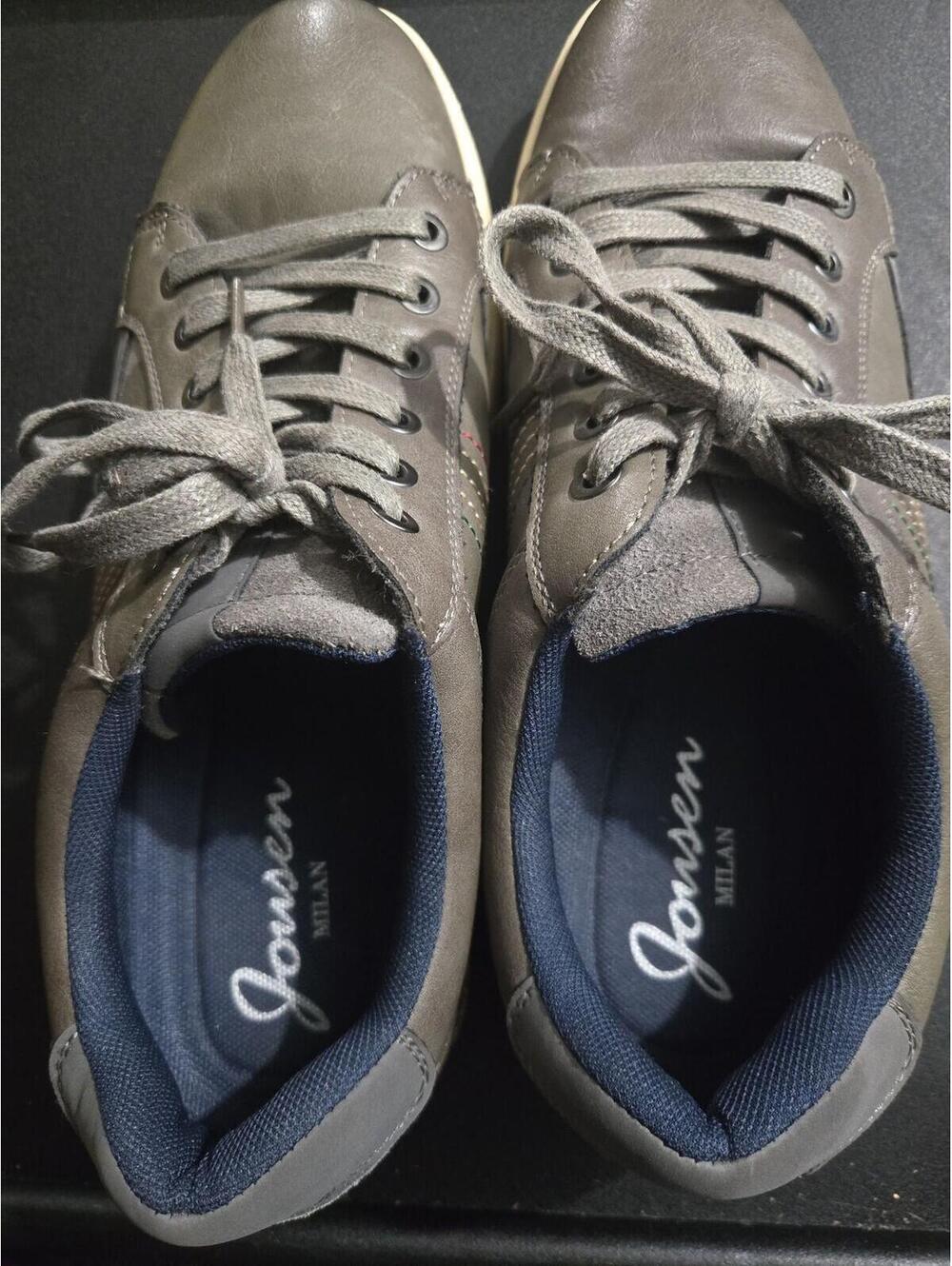 Dorsen Milan Men's Grey Faux Leather Casual Low-Top Sneakers Size 9.5 - Picture 3 of 5